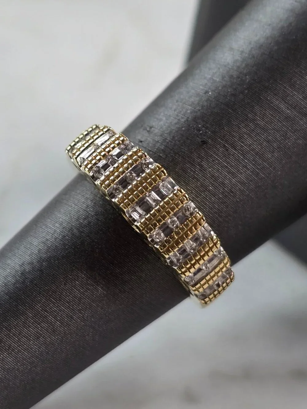 Womens Vintage Estate 10K Yellow Gold Modernist Diamond Ring 2.9g E5192